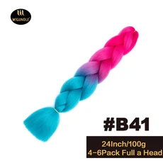 긴 보라색 24인치 점보 브레이드 익스텐션스 합성 브레이딩 헤어 아프로 옴브레 컬러 카네칼론 헤어 어린이, 01 24인치, 01 1개/묶음, 33 B41