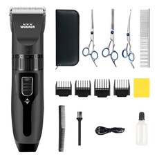 우다다 프리미엄 반려동물 바리깡 가위 세트 강아지 고양이 이발기, 1개, 블랙