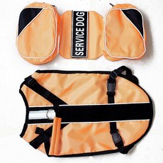 Bbmmayy Service Dog 하네스 안장 가방 백팩 캐리어 야외 여행 하이킹 캠핑 탈착식 새들백 및 패치(오렌지 S 둘레 40.6-50.8cm(16-20인치)), Bbmmayy Service Dog 하네스, 안장 가방, 1