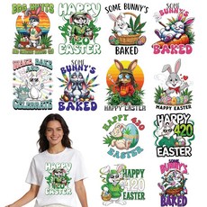 ECLATIS INCOK Mystical DTF Ready to Press 열 전달 - 16장 패치 아이언 온 데칼 스티커 나비 버섯 꽃 고양이 명품 디자인 티명품핏 셔츠 캔버, 부활절