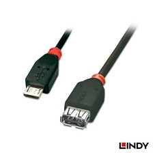 LINDY 林帝 USB2.0 Micro B 公轉 A 母 OTG 傳輸線 0.5M, 1個