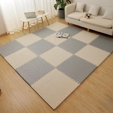 어린이용 두꺼운 폼 바닥매트 거실 침실 크롤링 퍼즐 매트, 1개, 베이지+그레이