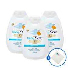 베이비도브 탑투토 바디워시 리치 모이스처 400ML 3개 + 선택도브 핸드타올, 카밍모이스처 바디워시(카모마일향) 400ml, 카밍모이스처 바디워시(카모마일향) 400ml, 리치모이스처 바디워시 400ml+증정품미발송