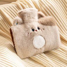 可愛卡通熱水袋學生宿捨用大號灌水暖水袋敷肚暖宮衝水暖手寶, 雙插手1500ML-圓眼動物灰色, 1個