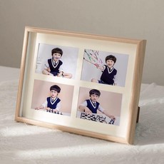 성장액자 돌잔치 첫돌, 사진 인쇄 포함 어린이용 액자, 1매, 4장 가로세로 화이트오크