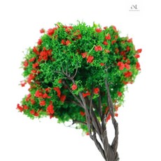 애나투 모형제작 활엽수빨강꽃 나무모형 디오라마재료 조경소품 90mm 빨간꽃장식 가성비나무모형 미니어처나무, H=65mm