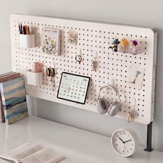 인테리어 다용도 테이블 철제 타공판 높이 조절 책상 수납 선반 악세사리 세트 사이즈 600 X 400 mm 스탠드형, 아이보리(60X40), 1개