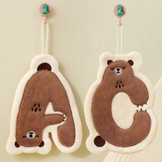 限時優惠. 可愛卡通擦手巾可掛式超強吸水加厚家用廚房衛生間厚抹布兒童手帕, 字母熊A+字母熊C, 1個