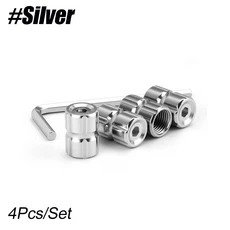 4개입 자동차 타이어 밸브 스템 캡 도난 방지 휠 커버 O형 고무 씰 범용 스테인리스 에어, silver