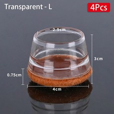 펠트 가구 발 패드가 있는 투명 의자 다리 보호대 바닥 보호 커버 미끄럼 방지 소파 테이블 액세서리 1/4, 4Pcs Clear L, 1개