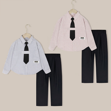 해피델리 셔츠 상하3종세트 넥타이 정장 스타일 가을 봄