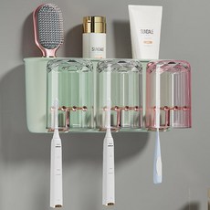 나이스나 다용도 패밀리 칫솔걸이 +컵, 민트 × 3인용, 1세트