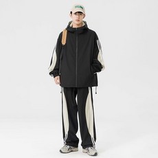 NASA 潮流運動套裝 男女同款戶外衝鋒衣長褲兩件套