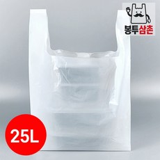 [봉투삼촌]일반 시장 마트 봉투 25L 100매 손잡이 재활용 비닐 쓰레기 봉지, 25L흰색, 1세트