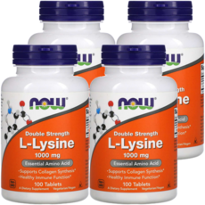 나우푸드 L-라이신 더블 스트렝스 1000mg 100정 4통, 4개
