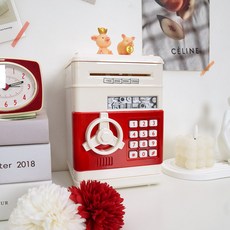 인테리어 소품 비밀번호 미니 금고 지폐 저금통 19, 화이트