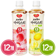 동원 보성홍차 아이스티 제로 복숭아 + 레몬, 12개, 500ml
