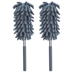 청소용 극세사 더스터 2팩 세척 가능한 연장 폴 최대 30인치 도달 가능 습식 및 건식 청소 도구 자동차 천장 선풍기 창문 가구 사무실용 사용, 청소용 극세사 먼지떨이 2팩 세척 가능한 확장 폴 76