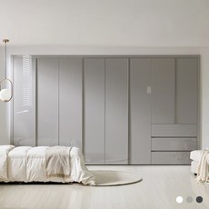 [보루네오] 붙박이장 슬라이딩 여닫이 안방 거실 스타일러 슬라이드 미닫이 8자 9자 10자 11자 12자 13자, 06.샤인3단서랍여닫이-그레이 30cm