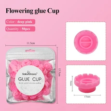 50/100개 실리콘 일회용 글루 링 컵 다이아몬드 모양 속눈썹 연장 용품 컬러 홀더, 08 Flowering1(50pcs)