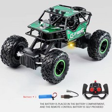 rc카 키덜트 호환 RC 자동차 11 2WD LED 조명 24G 2 KMH 를위한 고속 오프로드 등반 원격 제어 자동차 선물, 7.green