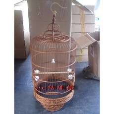 小o結緣館仿古竹雕鳥籠，精緻竹雕擺飾吊飾，庭園裝飾鳥籠，30x30x70公分, 1個
