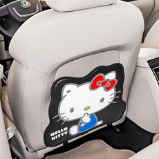 庫洛米 車載掛袋 座椅後背收納袋 兒童車內餐桌 車用置物架 車型通用, 造型防踢墊--經典黑【要求椅背有兜才能用, 1個