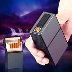 슬라이드 USB 충전식 라이터 일체형 일반 슬림 자석 담배 케이스 담배각, 1개