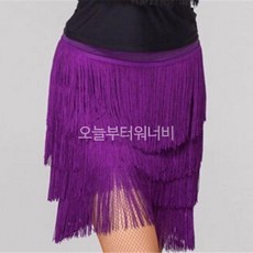 (S-5XL) 여성댄스복 4단 프린지스커트 수술치마 라틴 차차차 살사 룸바 댄스 5color