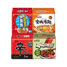 신라면 5입 + 안성탕면 5입 + 짜파게티 5입 + 배홍동 쫄쫄면 4입, 1세트