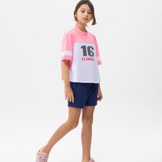 [엘인보아] 주니어 래쉬가드 빅로고핑크 반팔 루즈핏상하