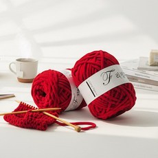 리빙퍼니 수면실 8mm 100g 두꺼운 수면사 뜨개실, 2개, 24.다크레드
