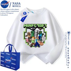 마인크래프트 티셔츠 긴팔 어린이 라운드 순면 남아 키즈 캐릭터 봄 가을