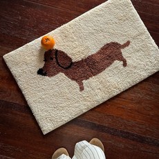 닥스훈트 미니멀 터프팅 러그 발매트 40x60cm, 1개, A. 기본