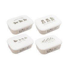 YAMADA可愛動物造型分隔便當盒，輕巧方便攜帶，多款圖案可選，寶寶外出用餐首選, 白色, 1個, 本體：聚丙烯 蓋：聚乙烯