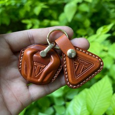 오토바이 핸드메이드 트라이엄프 빈티지 가죽 키 케이스 본네빌 바이크 키링 키홀더, 검정선 시리즈 삼각 부착물 없음