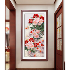 화려하게 피어난 모란꽃 부자되는 보석십자수 집에서하는 취미 프레임리스 십자수50X90, 1개, BBB002