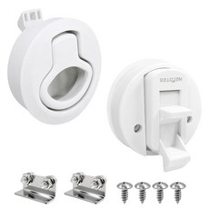 LENKRAD RV 캐비닛용 슬램 래치 보트 플러시 풀 도어 5.1cm(2인치) 구멍에 적합 1-12mm 문 두께용 플라스틱 해치 핸들 Ldeal | 캐러밴 캠핑카 트레일러, 화이트