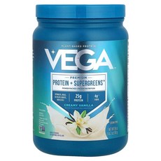 베가 프리미엄 Protein + Supergreens 크리미 바닐라 510g(1lb 2oz) VEG-00141, Vega, 프리미엄, Protein + Supergre, 510g, 1개
