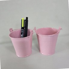 핑크 철제 양동이 펜꽂이 책상 정리함 사무용품 수납 바스켓 홈오피스 데스크 소품함, 1개, 상세페이지 참조