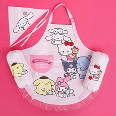 산리오 앞치마 컬렉션 3종 세트 아이식사용앞치마 두건세트 어린이토시