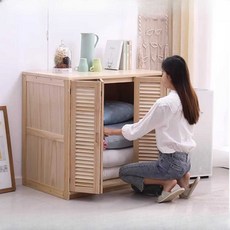 낮은수납장 이불 정리장 안방 벽수납장 침대옆 옷장, B형) 100x50x90cm 원목컬러