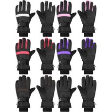 어린이용 벤캐일러 6켤레 겨울 장갑 방수 남아 스노우 스키 여아용 따뜻한 방풍, Black/ Peach Pink/ White/ Ligh, 3-6 Years_Kawaii Style