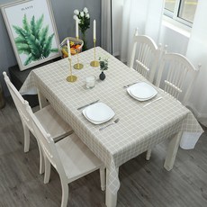 방수 PEVA 격자 인테리어 식탁보 커버 테이블 식탁 캠핑, 2개, 그레이체크 137x180cm