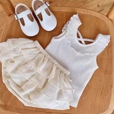 BabyBear 女童花邊背心 兒童無袖上衣 甜美木耳邊內搭背心