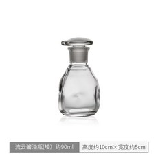 日本進口 水野硝子 迴流設計 玻璃醬油瓶 日式手作 簡約防漏調味油瓶, 1個, 流雲醬油瓶矮）