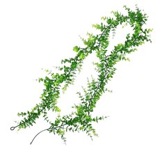 仿真藤蔓 尤加利藤蔓 金錢葉 180公分 假葉子 假植物 裝飾 佈置, 粉綠色, 1套