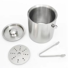 不鏽鋼雙層保冷冰桶含冰夾瀝水盤 酒吧KTV家用冰塊桶, 1個, 3L