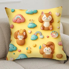 夏季冰絲透氣3D立體數位印花抱枕套 時尚簡約客廳沙發靠墊, 10,45*45cm