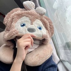 목베개후드티 목쿠션 여행용 후드티 귀여운 베개 기내, 1개, 궁정 쿠로미 U자형 베개